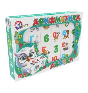 Іграшка кубики "Абетка+ арифметика ТехноК" (укр.) 2728 (20шт) у коробці 28×20×4.5 см