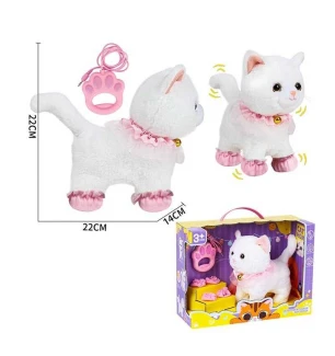 Улюбленець 933-132 E (12шт/2) “Кіт” ходить звуки аксесуари на повідці рухає хвостиком сенсорні ділян