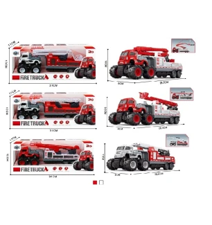 Пожежна техніка 8-коліс KLX600-214/215/216  (36шт/2) металева інерційна 3 види 2 види у коробці 31*