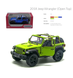 Модель машини KINSMART KT5412WA (96шт/4) Jeep Wrangler  (open top) металева інерційна 4 види у короб