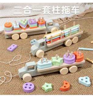 Каталка C 74856 (32шт) “Вантажівка” різнокольорові елементи колеса геометричний сортер дерев’яний мо