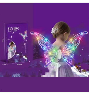 Крила 606-21 B (24шт) працюють від батарейок підсвічування рух крилами мелодія ремінці для кріплення