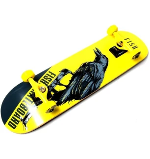 Скейт дерев'яний "FISH SKATEBOARD RAVEN" Ворон SD01 (6шт) колеса PU, у пак.