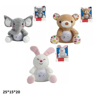 Нічник 678-32/33/39 (36шт/2) тваринки м'який батарейковий музичний проектор 3 види у коробці 25*15*2