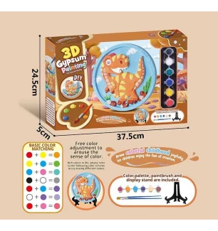 Гіпсова розмальовка ZY 124 (48шт) гіпсове 3D-панно діаметром 17 см акрилові фарби гіпс пензлики палі