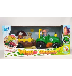Трактор музичний 37586 (12шт/2) "WToys" українською мовою підсвічування пісні звуки тварин у коробці