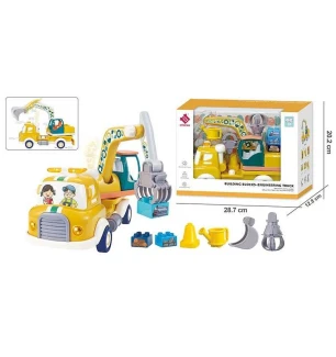 Спецтехніка A 88032 (18шт) інерція підсвічування звуки парогенерація рухомі елементи конструктор на 