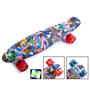 Пенніборд (Пенниборд) PENNY BOARD "GRAFFITI" NBA PR33 (8шт) PU колеса світяться, в пак.