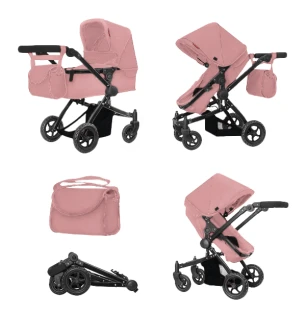Коляска для ляльки 2в1 CARRELLO MAESTRO 9651B POWDER PINK (1шт) з сумкою металева у коробці 45*14,5*