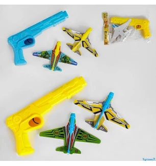 Запускач-планер 77177 (320шт/4) 2 види пістолет-запускач 2 літачки у пакеті  
