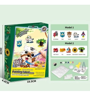 Гіпсова розмальовка ZY 103 (60шт) магнітні наліпки молди акрилові фарби гіпс пензлики шпатель у коро