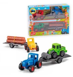 Набір тракторів 145326 (72шт/2) 2 трактори причеп герої інерція у коробці