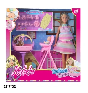 Лялька типу "Барбі" KAIBIBI 29 см WG176 (36шт/2) з дитиною ліжечком стільчиком для годування та аксе