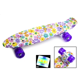 Пенніборд (Пенниборд) PENNY BOARD "VIOLET FLOWERS" PR30 (8шт) PU колеса світяться, в пак.