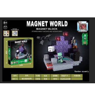 Конструктор магнітний Майнкрафт MY WORLD MINECRAFT S001-5  (48шт/2) на 133 деталі+ 3 фігурки рандоні