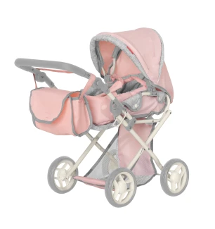 Коляска для ляльки CARRELLO UNICO 9346 PINK. (1шт) з сумкою металева у коробці 45*15*36,5 см