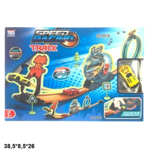 Трек 68846 (24шт) запускач з машинкою у коробці 38,5*8,5*26 см
