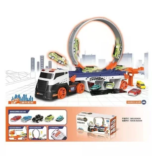 Трейлер паркінг E 7007 Штрих = 60267 (12шт) 2 металопластикових машинки трек запускач гараж у коробц