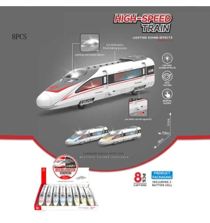 Потяг 731-24 D (96шт) 28х4.8х5.7 см інерція звуки підсвічування дверцята вагона відчиняються у короб