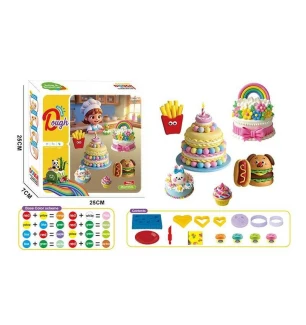 Тісто для ліплення 9030 (72шт/2) тісто у 4х кольорах тарілочка ніж фігурні форми у коробці