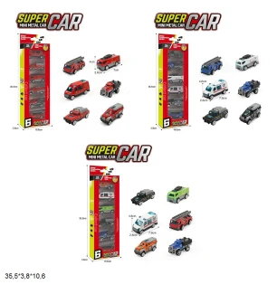 Набір модельок 6 шт CBJ889-3/4/5 (120шт/2) спецтехніка металева 3 види у коробці 35,5*3,8*10,6 см