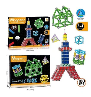 Конструктор магнітний AQ 2234 (72шт/2) 100 деталей 7 типів елементів у коробці