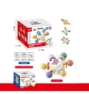 Брязкальце-спінер 8246 E (200шт/2) 3 брязкальця гумові прорізувачі присоски у коробці  