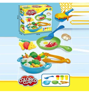 Тісто для ліплення 8819 (96шт/2) сковорідка лопатка щипці каструля пластилін у коробці  