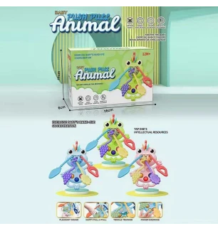 Брязкальце 2100 A (96шт) 3 кольори прорізувач пальчикові ігри силіконові шнурочки мікс видів у короб