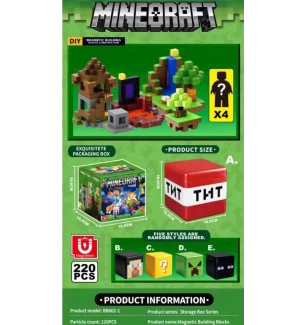 Конструктор магнітний Майнкрафт MY WORLD MINECRAFT ВВ802-1 (48шт) 220 деталей у коробці 