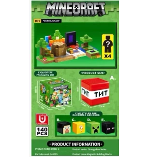 Конструктор магнітний Майнкрафт MY WORLD MINECRAFT ВВ801-2 (48шт) 140 деталей +4 рандомні фігурки та