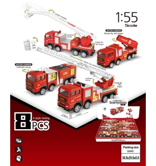 Пожежна машина інерційна 706-13 (144шт/2) 4 види 8 шт у боксі 17*4,8*7,2 см