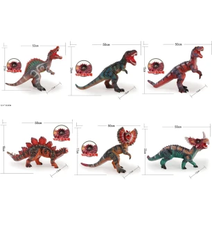 Динозавр гумовий 5861/2/3/4/5/6 (48шт/2) 6 видів музичні у пакеті 50*24*16 см