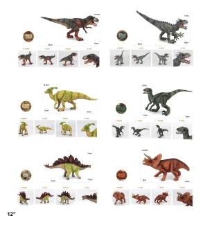 Динозавр гумовий K991/992/993/994/995/996 (48шт/2)  музичний 6 видів у куьку 32*10*17 см
