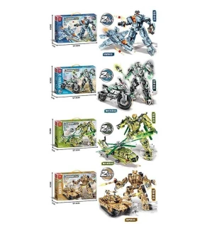 Конструктор 8009-8012 (20шт) "Трансформер" 4 види 2 варіанти збірки у коробці