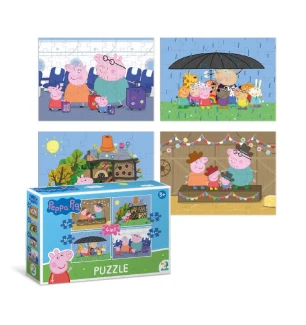 Пазли дитячі 200342 (16шт) Dodo «Peppa Pig» Пошуки пригод 4 в 1 у коробці 18 × 6,5 × 27,5 см