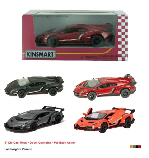 Модель машини KINSMART KT5367W (96шт/4) LAMBORGHINI VENENO металева інерційна двері відкриваються