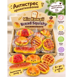 Сквіш антистрес "Випічка" 211026 (288шт) мікс видів 9-11 см 12 шт у коробці 