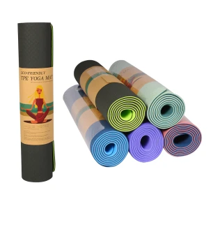 Килимок для йоги або фітнесу YM-0005 (12шт) двокольоровий TPE 6 мм 183*61 см 6 видів у пакеті