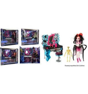 Лялька "MH" Monster High MH8910G (24шт/2) 4 види музична з шарнірами трюмо стільчик гребінець скелет