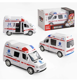 Машина 62925 (48шт) "Швидка допомога" мелодія підсвічування колесо вільного ходу гумові шини відкрив