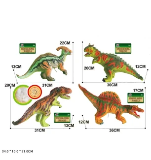 Динозавр гумовий  Q9899-503A1 (48шт/2) музичний 4 види у пакеті 34*10*21 см