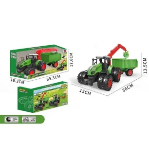 Трактор 99-81 A (24шт) масштаб: 1:24 причеп-самоскид маніпулятор  гумові колеса рухомі елементи у ко