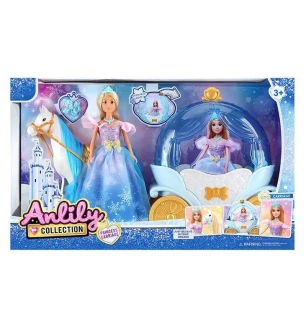 Карета для ляльки типу "Барбі" 616689 (6шт) висота ляльки 30 см шарнірні кінцівки намисто пара взутт