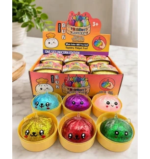 Іграшка антистрес-сквіш 5,5 см 260626 (288шт/2) "Squeezy Dumplings" м'який пельмень єдиноріг блискуч