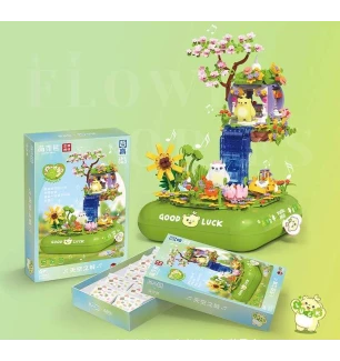 Конструктор 661007 (12шт) 970 деталей підсвічування заводний музичний механізм платформа обертається