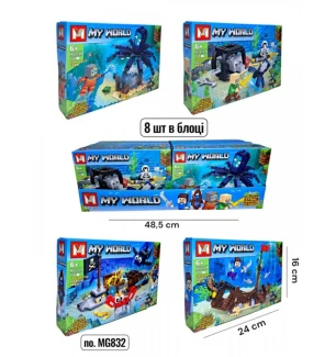 Конструктор Майнкрафт MY WORLD MINECRAFT MG832 (шт/2) 4 види 131+ елементів у коробці 24*16*5 см