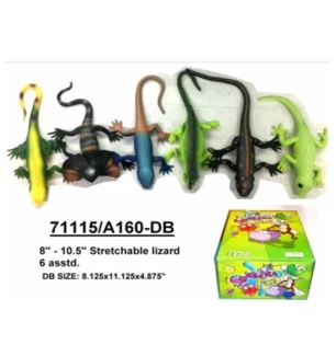 Рептилії ящірки силіконові A160-DB (378шт/2) тягнучка 8-10,5'' 6 видів 42 шт у коробці