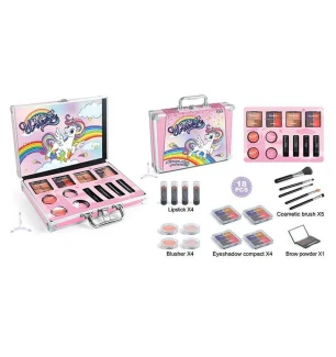 Косметика дитяча FT 2040 (36шт) помади палетка тіней рум’яна контуринг пензлики у валізі