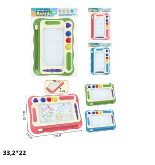 Дошка для малювання магнітна 870 (120шт/2) кольорова з печатками 3 види у пакеті 33,2*22 см